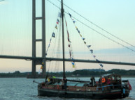 2022 The Queen's Platinum Jubilee. Spider at the Humber Bridge viewed from Syntan. Photo courtesy of Tony Coates.